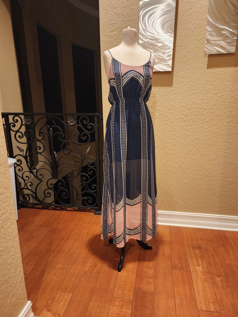 Fire Los Angeles Navy and Blush Printed Maxi Dress